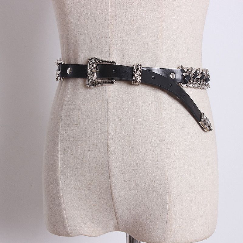 Vintage Carved Buckle Twisted Metal Chain Belts Size ONE SIZE - 9 Thumbnail
