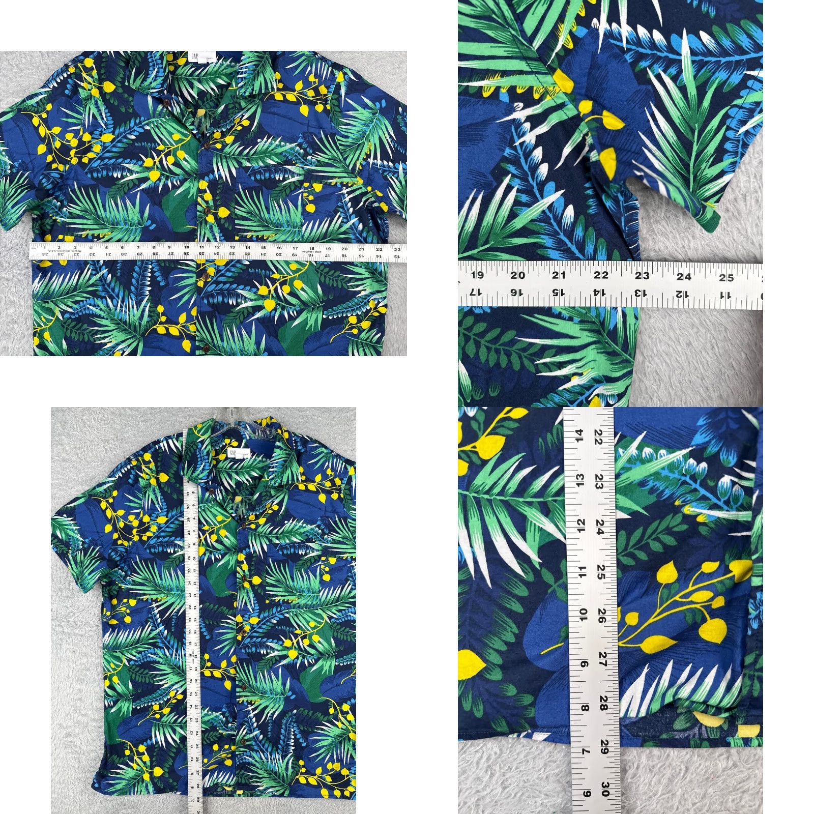 Gap Gap Button-Up Shirt Men Large Cotton Floral Hawaiian Aloha Short Sleeve Blue Size US L / EU 52-54 / 3 - 8 Thumbnail
