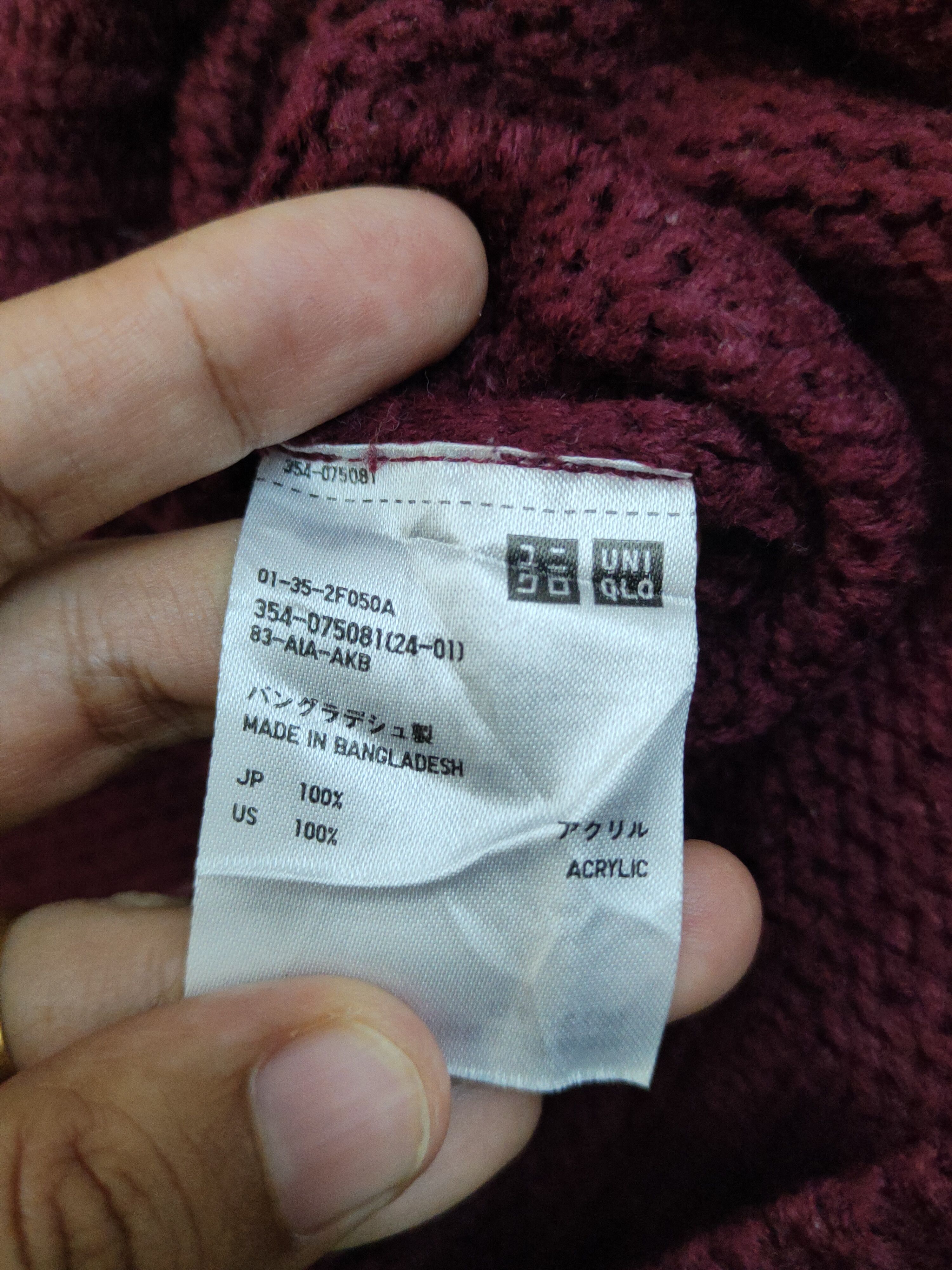 Homespun Knitwear × Japanese Brand × Vintage Uniqlo Maroon Knitwear Sweatshirts #W1249 Size US L / EU 52-54 / 3 - 11 Thumbnail