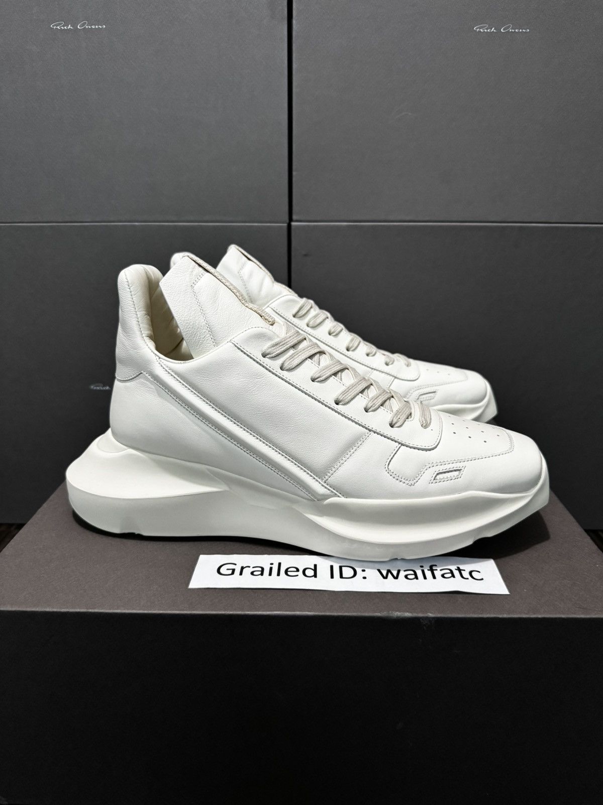 Rick Owens RICK OWENS LEATHER MILK GETH RUNNERS Sz 43 Size US 10 / EU 43 - 2 Thumbnail