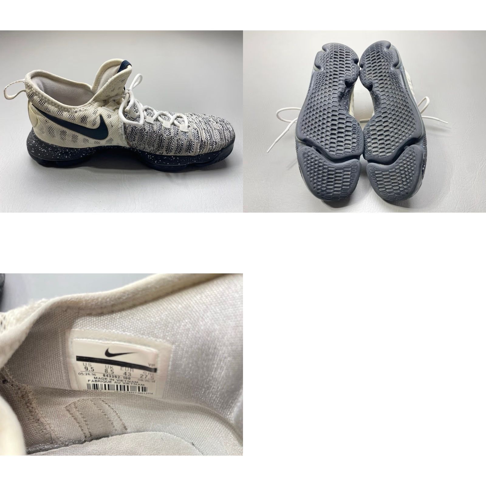 Nike Nike KD 9 Mens Size 9.5 Black/White 2016 Oreo 843392-100 Basketball Sneakers Size US 9 / EU 42 - 8 Thumbnail