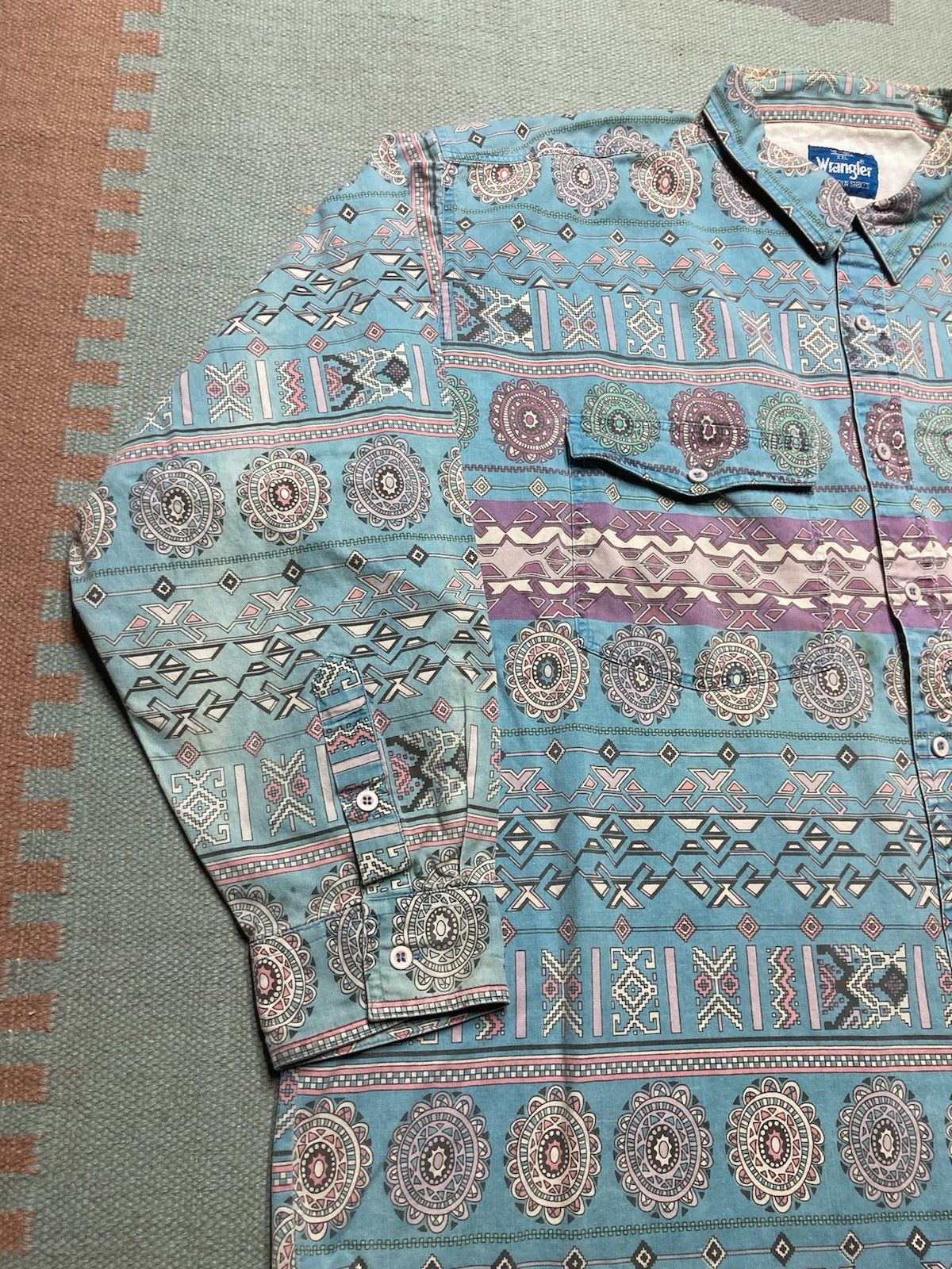 Vintage Vtg button shirt wrangler brushpopper aztec southwestern XXL Size US XXL / EU 58 / 5 - 2 Thumbnail