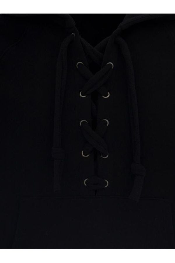 Saint Laurent Paris o1bcso1str1024 Laced Raglan Hoodie in Black Size US L / EU 52-54 / 3 - 3 Thumbnail