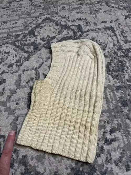 Vintage Vintage Cream Striped Wool Face Mask Balaclava Hat Cap Basic Size ONE SIZE - 4 Thumbnail