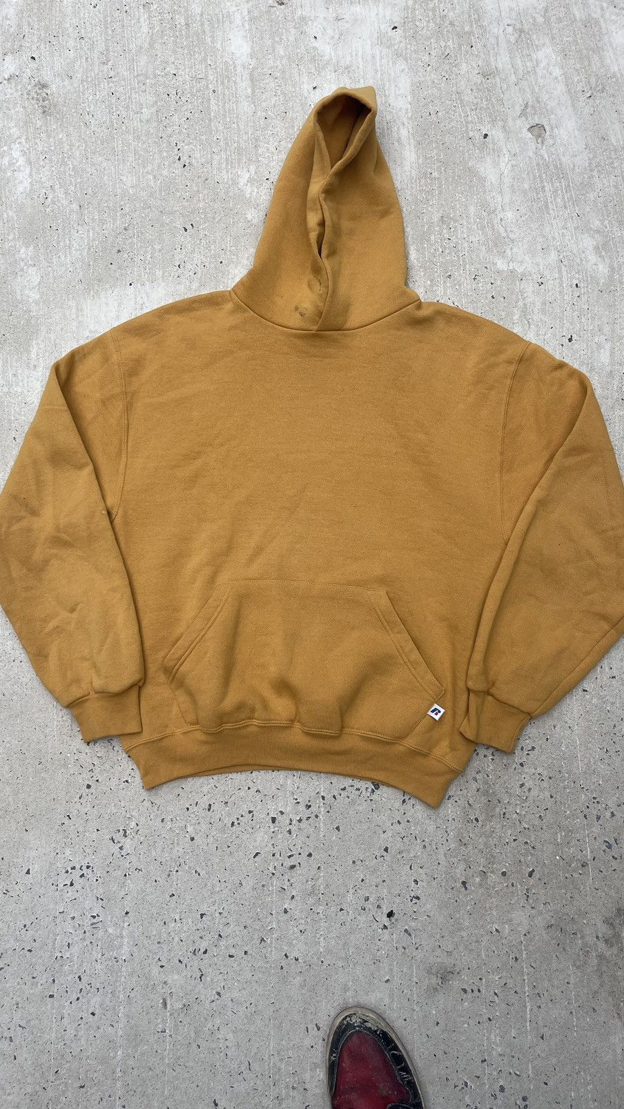 Russell Athletic Vtg 90s RUSSELL ATHLETIC Mustard Blank Hoodie Size US M / EU 48-50 / 2 - 2 Thumbnail