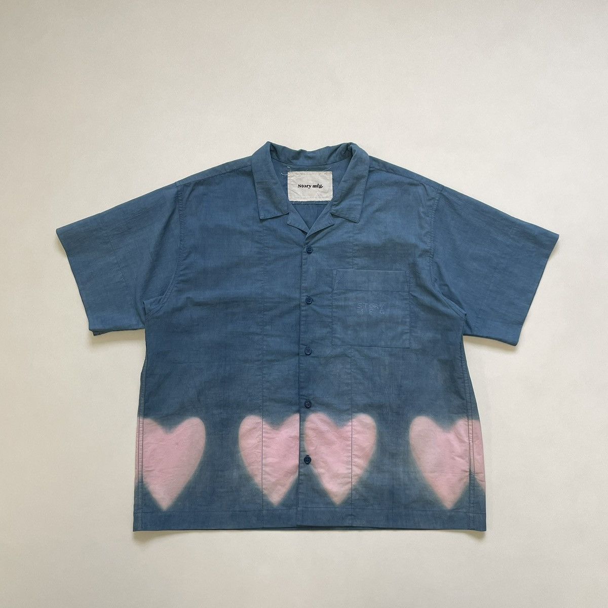 Story Mfg. ‘Heart Clamp’ Blue/Pink Tie Dye Shirt Size US M / EU 48-50 / 2 - 2 Thumbnail