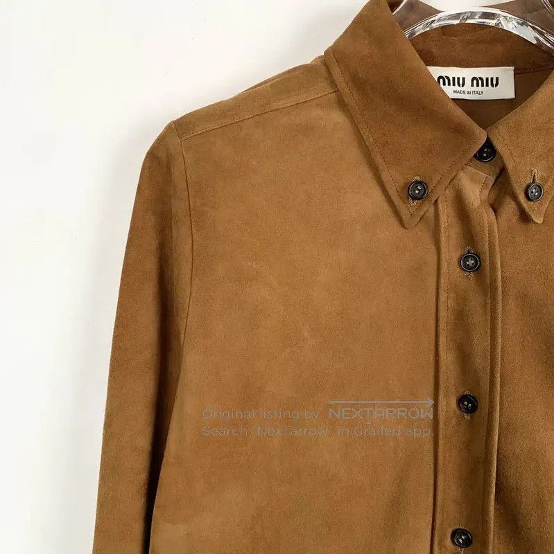 Miu Miu Miu Miu Brown Leather Women's Shirt . Size XS / US 0-2 / IT 36-38 - 3 Thumbnail