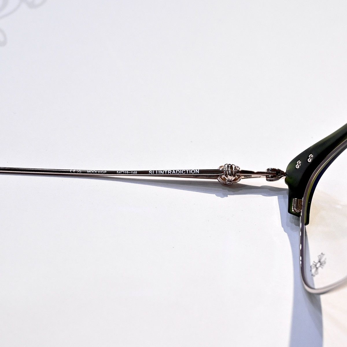 Chrome Hearts CHROME HEARTS SLUNTRADICTION MATTE DARK OLIVE/ GOLD PLATED GLASSES GLASSES Size ONE SIZE - 8 Thumbnail