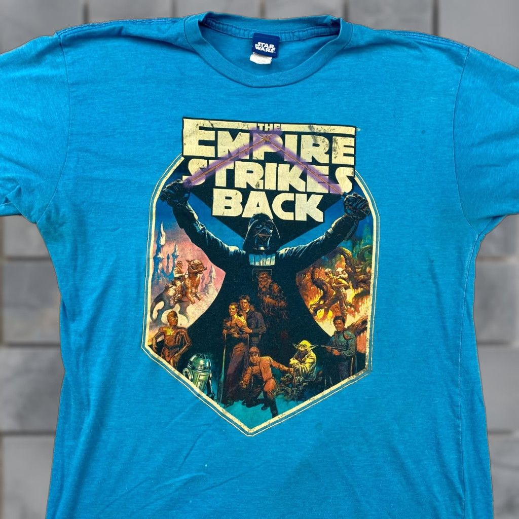 Star Wars VINTAGE Star Wars Shirt Mens L Blue Empire Strikes Back Graphic Print Logo 90s Theme Size US L / EU 52-54 / 3 - 1 Thumbnail