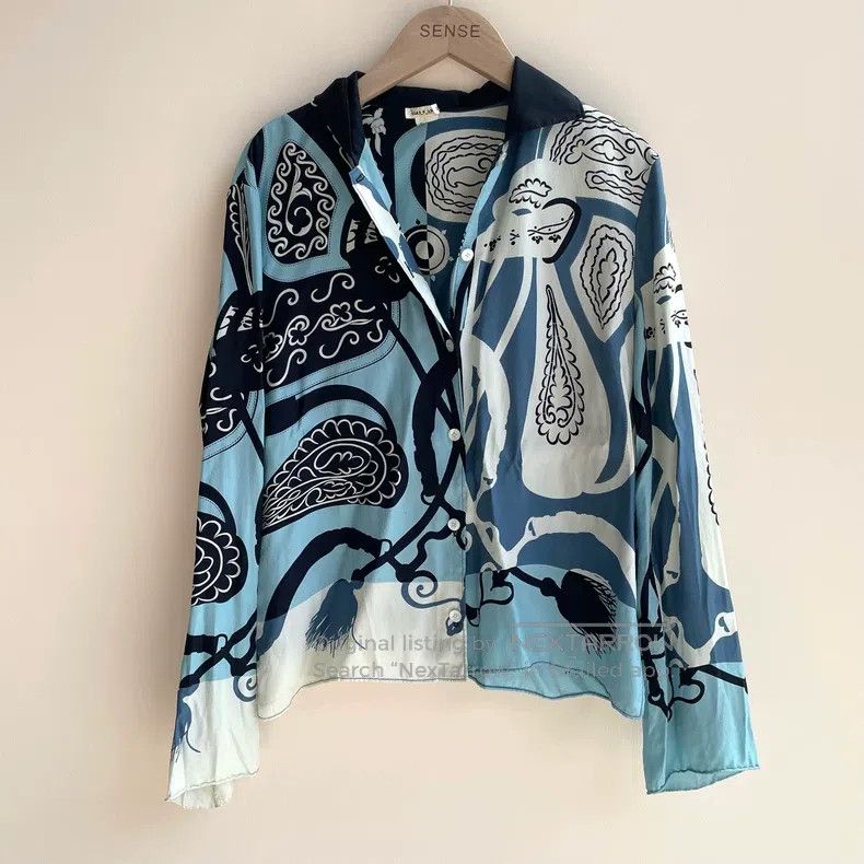 Hermes Hermes Mulberry Silk Blue Shirt Size XXS / US 00 / IT 34 - 1 Thumbnail