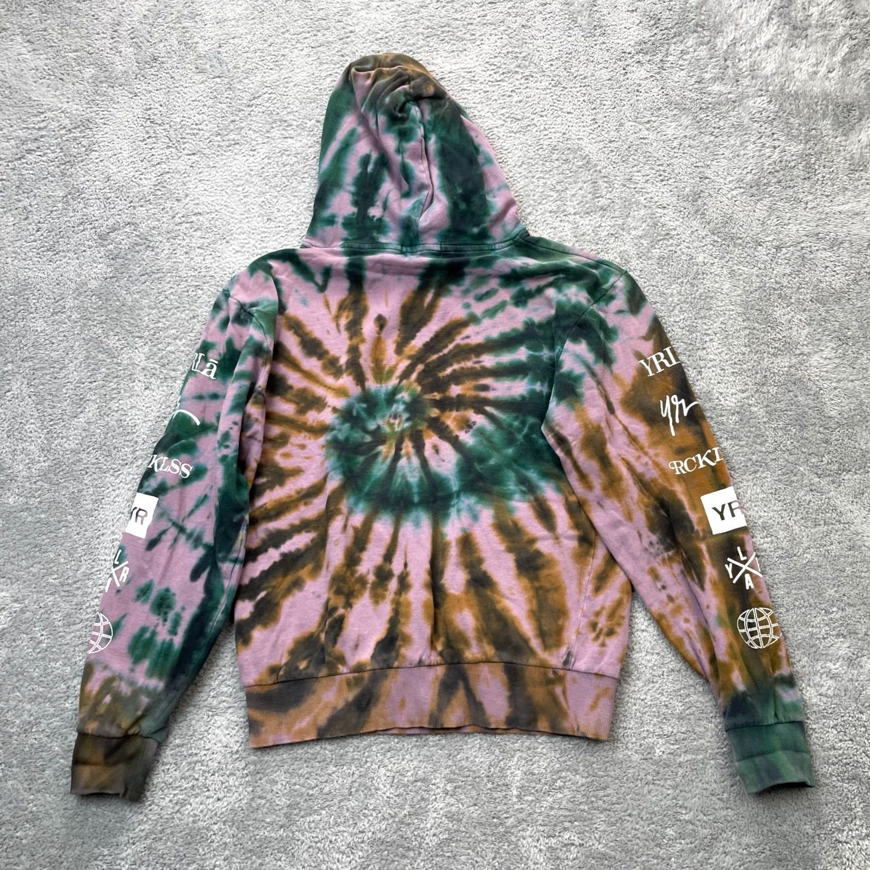 Pinko Young & Reckless Hoodie Mens Small Pink Tie Dye Fleece Lined Graphic Cotton Size US S / EU 44-46 / 1 - 2 Thumbnail