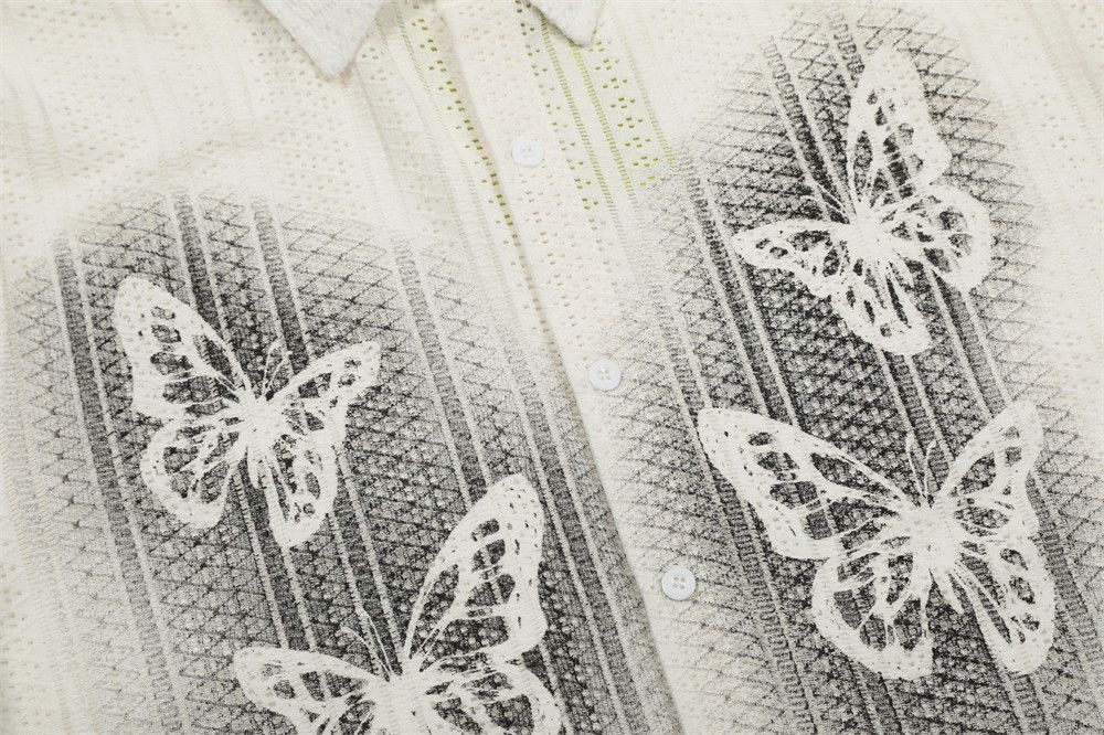 Japanese Brand × Vintage Men's casual trendy butterfly print loose lapel cardigan Size US M / EU 48-50 / 2 - 3 Thumbnail