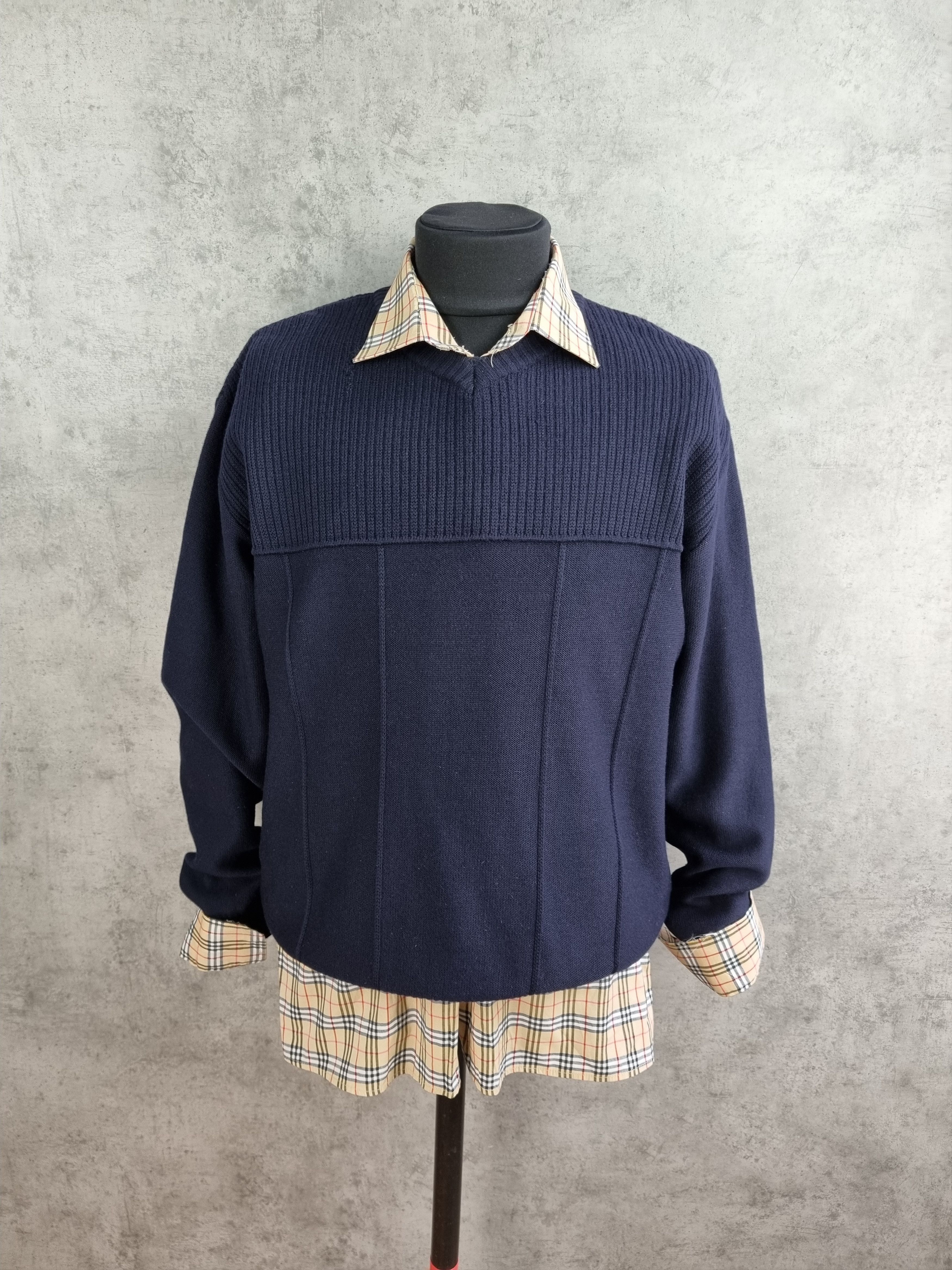 Fendi × Vintage Vtg Fendi Uomo Italian Wool Distressed Sweater V Neck Size US L / EU 52-54 / 3 - 2 Thumbnail