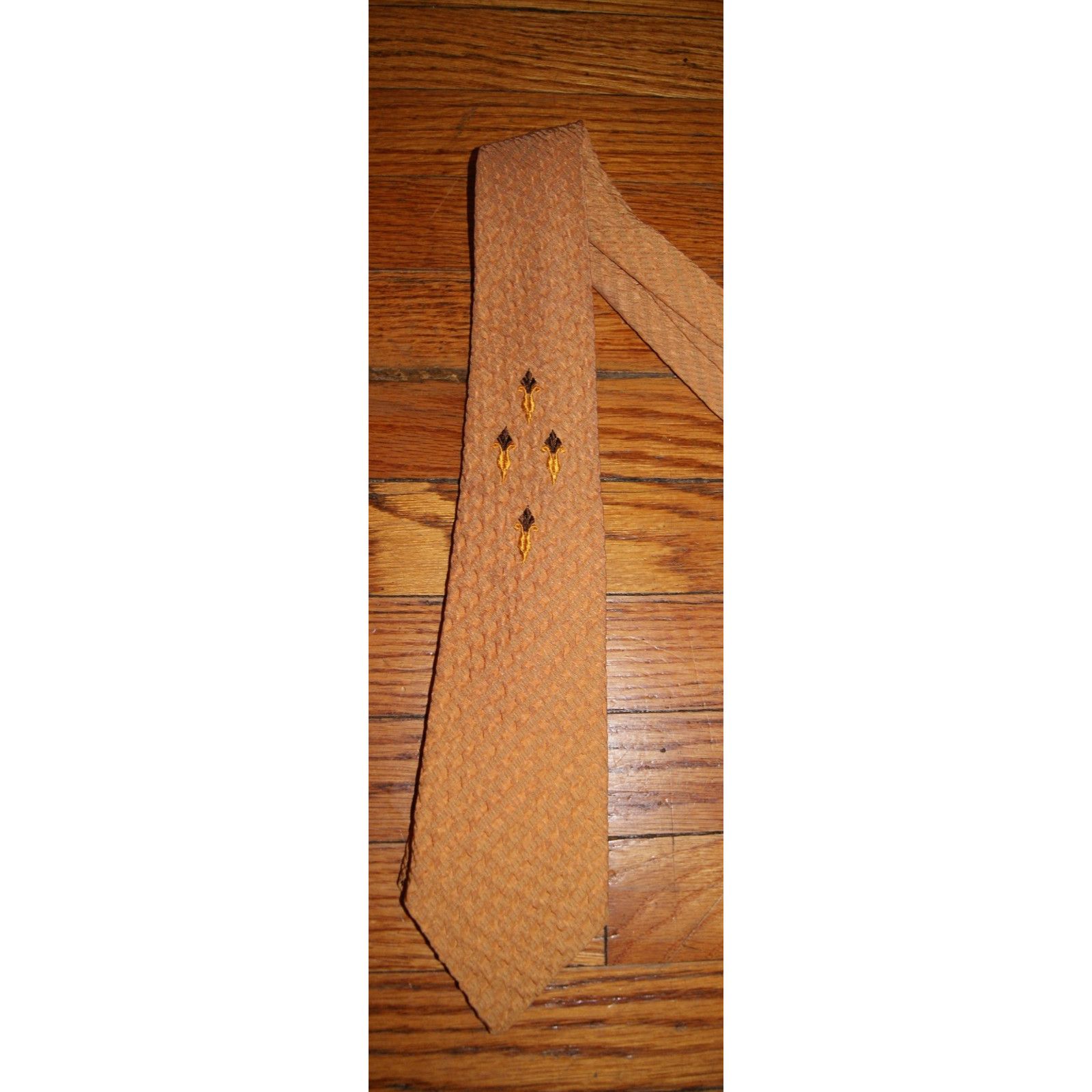 Haband VTG 50s 60s Orange Brown Geometric Tie Haband Paterson, NJ Size ONE SIZE - 2 Thumbnail