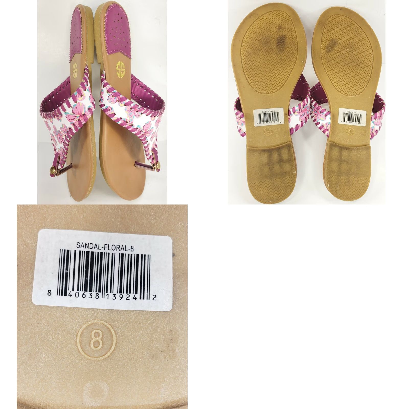 Pinko Simply Southern Sandal Thong Pink White Purple Floral Size 8 Multicolor Casual Size US 8 / IT 38 - 8 Thumbnail
