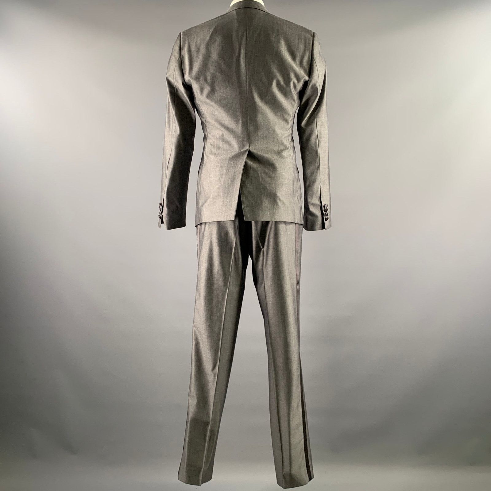 Dolce & Gabbana DOLCE & GABBANA Size 40 Grey Wool Silk Peak Lapel Tuxedo Size 40R - 3 Thumbnail