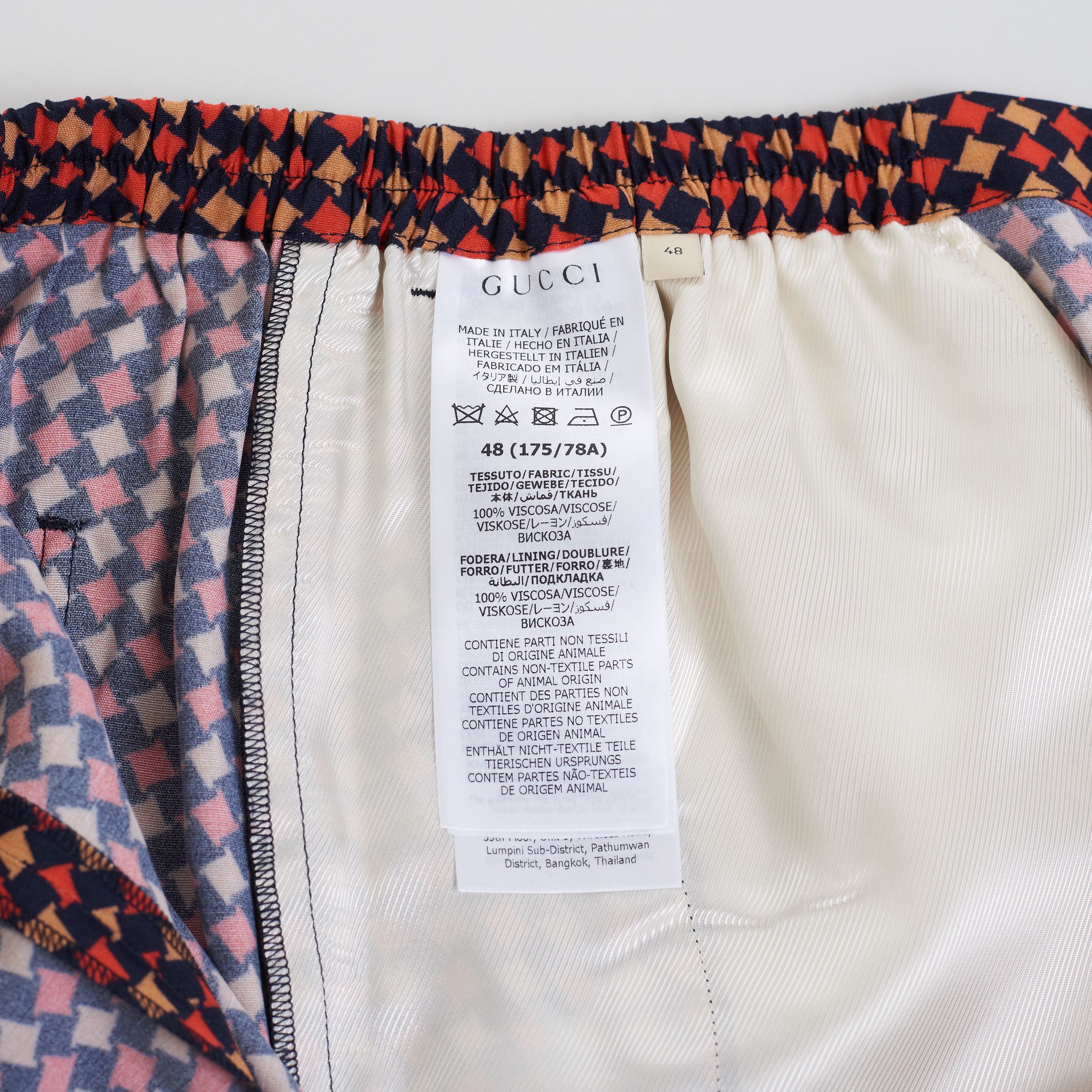 Gucci Geometric Houndstooth Print Shorts In Blue & Red Viscose Size US 32 / EU 48 - 9 Thumbnail