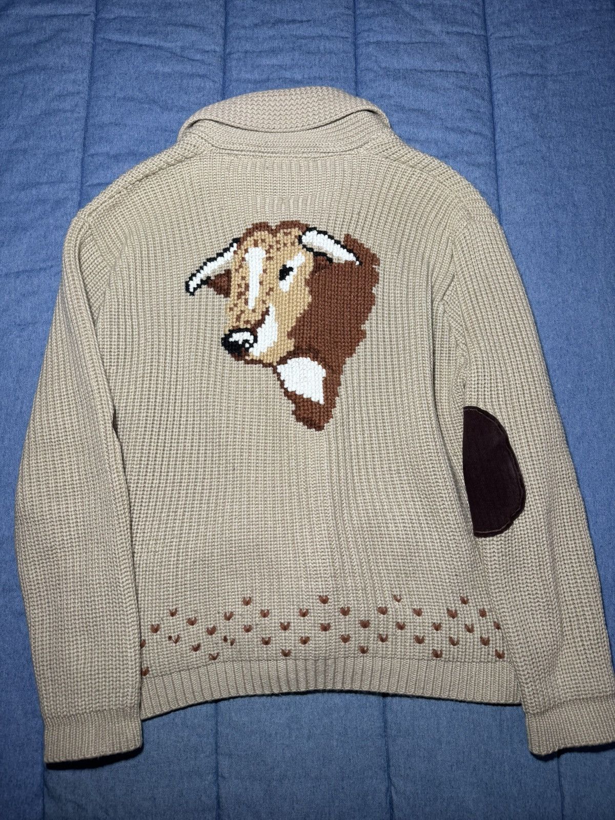 Vintage Miller co Beige long sleeve Cowichan cow print sweater Size US XL / EU 56 / 4 - 6 Thumbnail