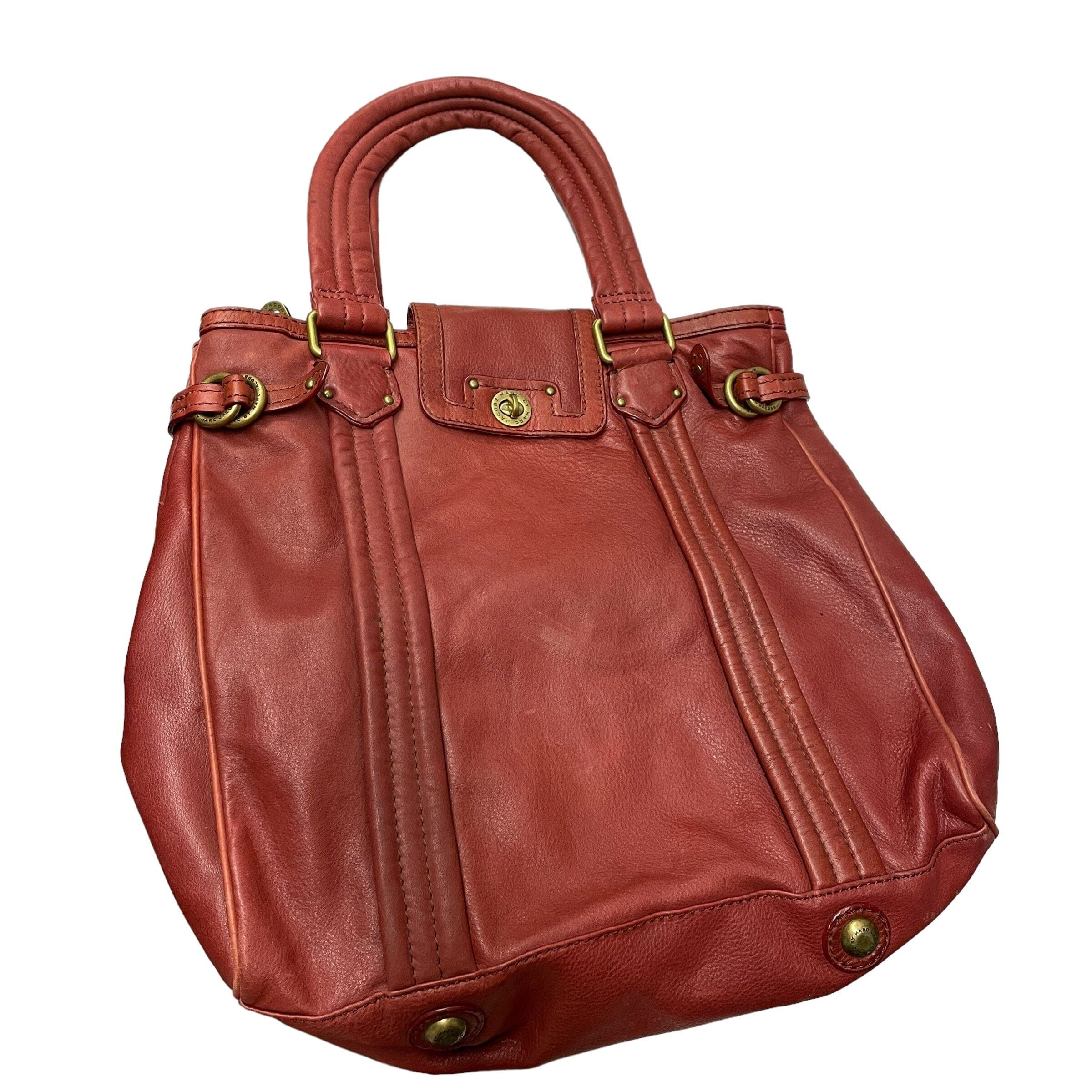 Vintage Deadstock Marc By Marc Jacobs Designer Leather Tote Bag In Burgundy