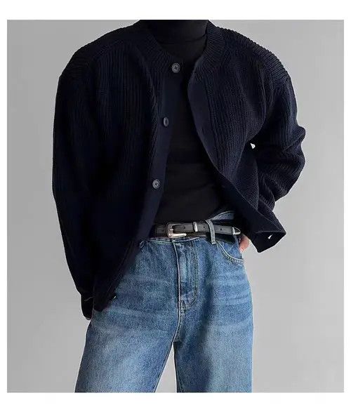 VIBE Vintage Blue Buttoned Casual Sweater Knit Jacket Size US M / EU 48-50 / 2 - 5 Thumbnail