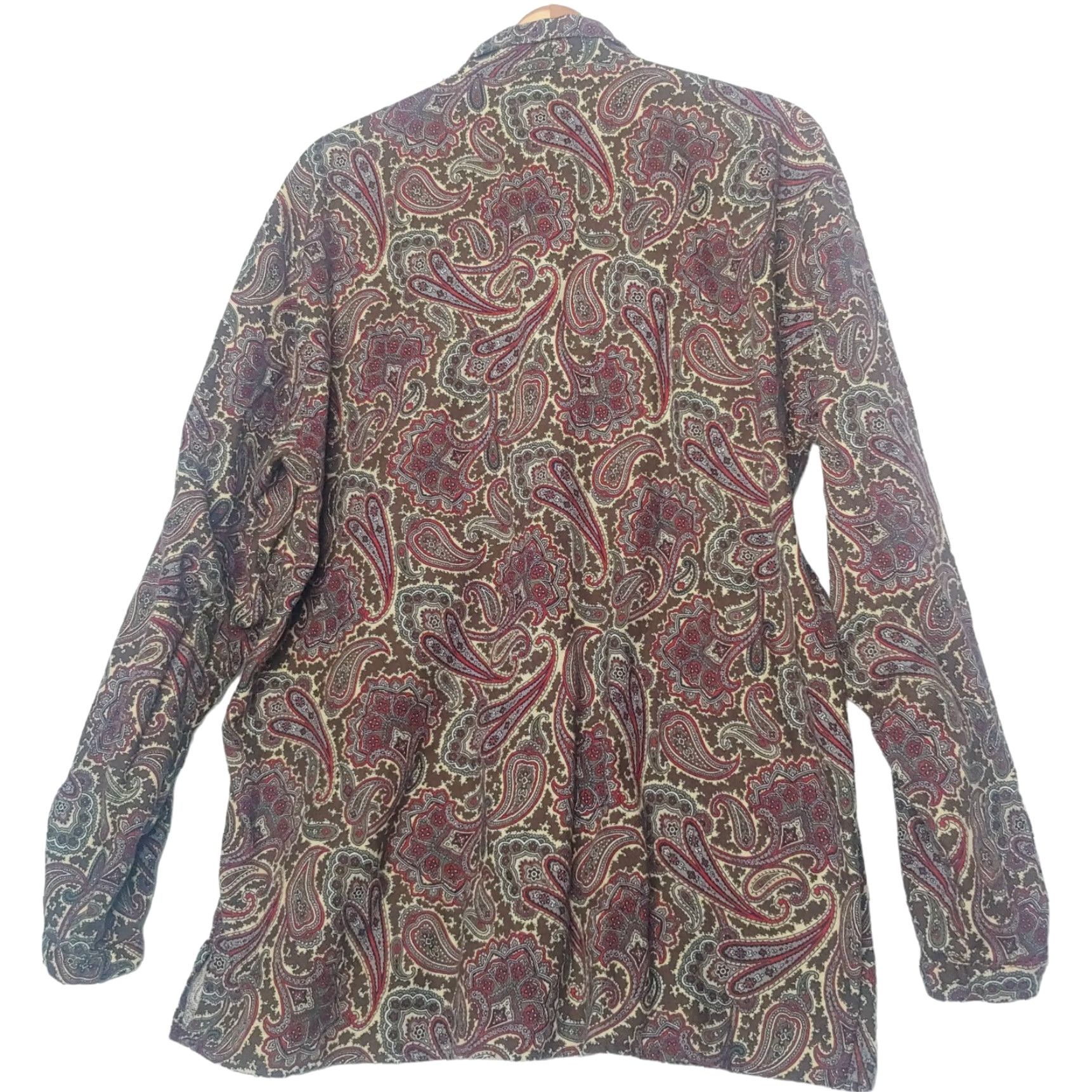Vintage WOMEN'S WOOLRICH PAISLEY BLOUSE XL LONG SLEEVE COTTON MAROON BROWN CASUAL Size XL / US 12-14 / IT 48-50 - 2 Thumbnail