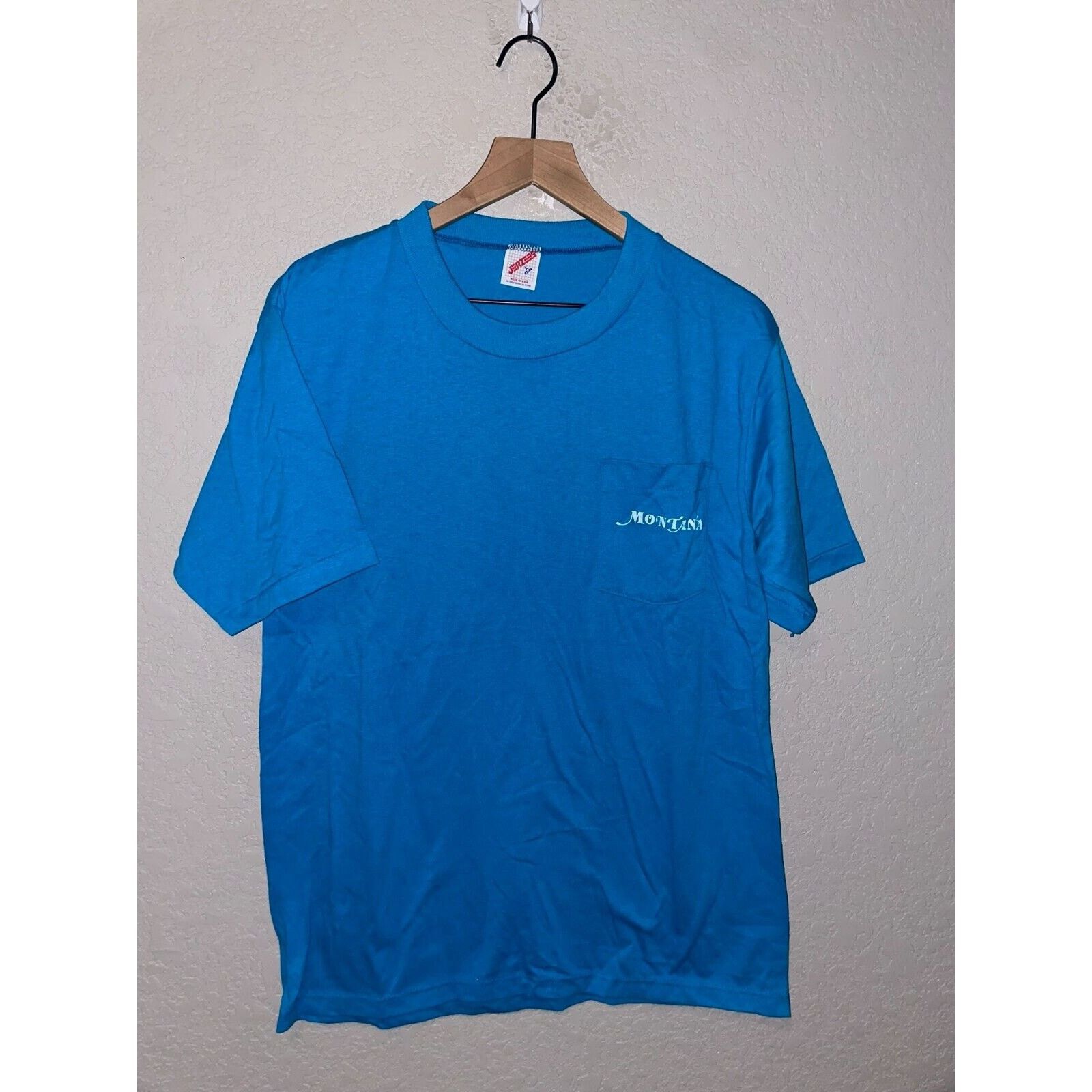 Jerzees Vintage Montana Shirt State Blue Front Pocket Tee VTG 90s L Size US L / EU 52-54 / 3 - 1 Thumbnail