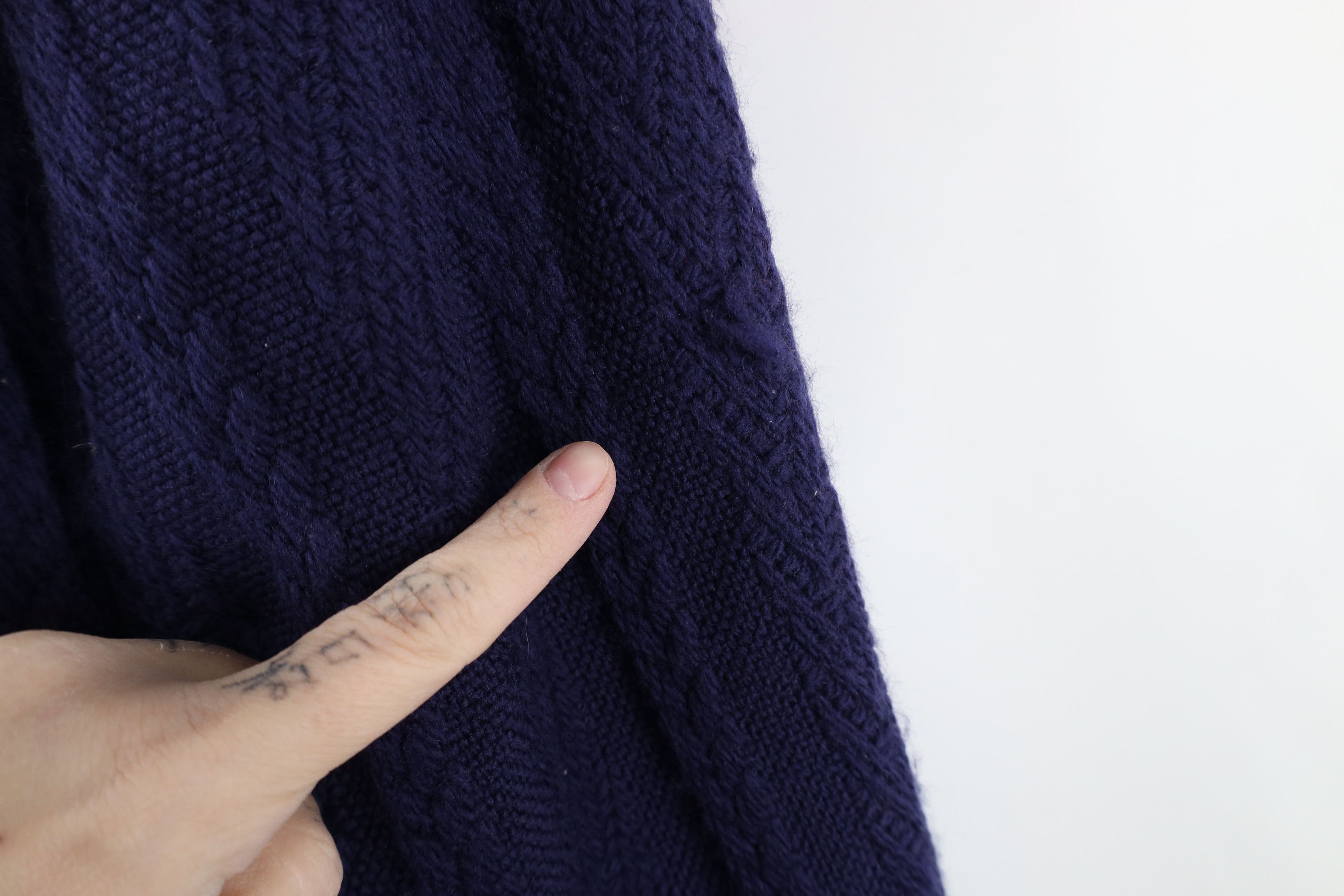 Vintage Vintage 90s Cable Knit Wool Cashmere Alpaca Jacket Blue Size XL / US 12-14 / IT 48-50 - 6 Thumbnail