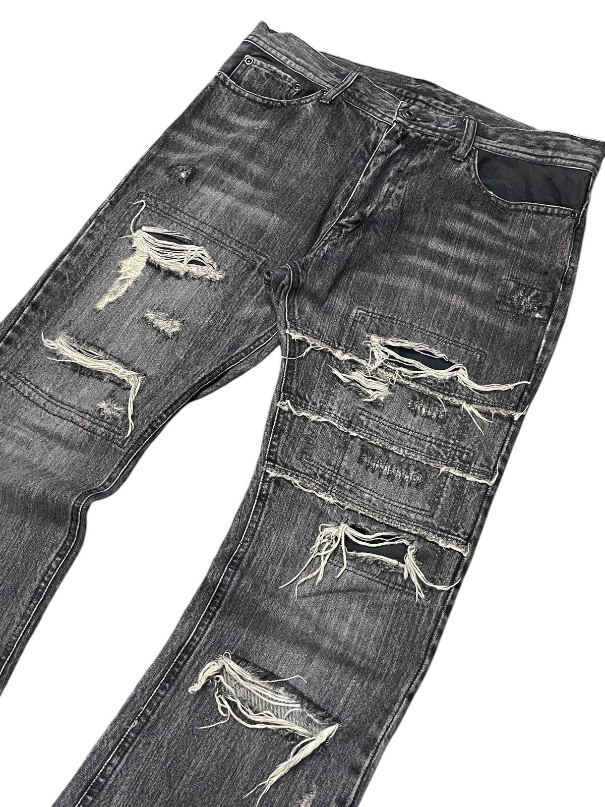 GOSTAR DE FUGA × Japanese Brand × Shellac Rupert Japan Distressed Layered Leather Pocket Flare Jeans Size US 32 / EU 48 - 3 Thumbnail