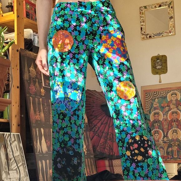 Other Alexsandro Palombo Rare Floral Patch Designer Pants - 25'' Size 25" / US 0 / IT 36 - 2 Thumbnail