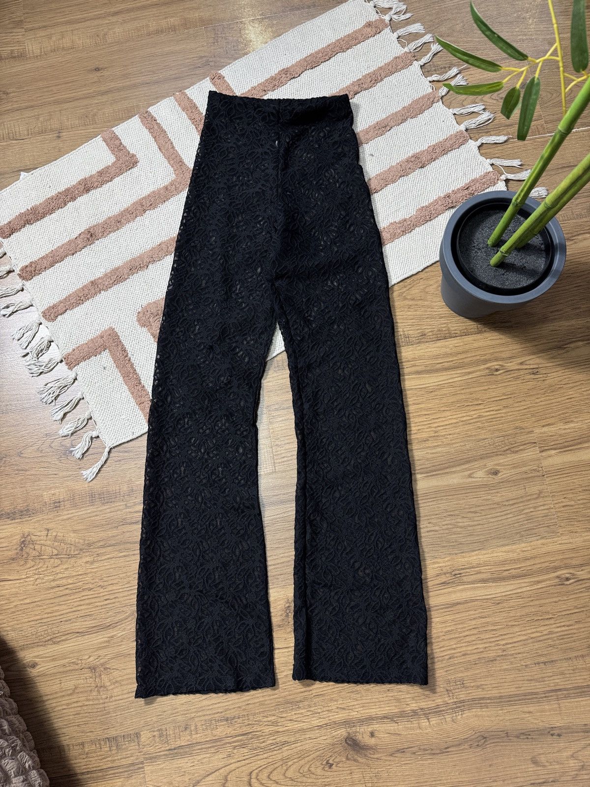 Japanese Brand × Vintage GUIPURE LACE RUCHES MESH FLARE PANTS Size 26" / US 2 / IT 38 - 1 Thumbnail