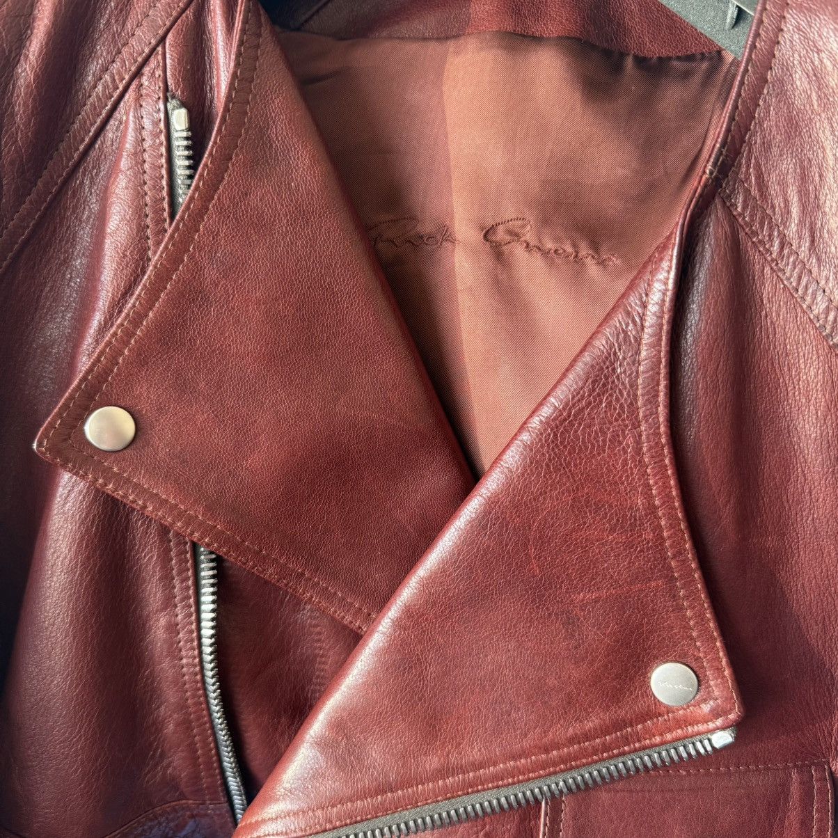 Rick Owens Rick Owens Micro Cropped Henna Leather Biker Jacket Size US M / EU 48-50 / 2 - 5 Thumbnail