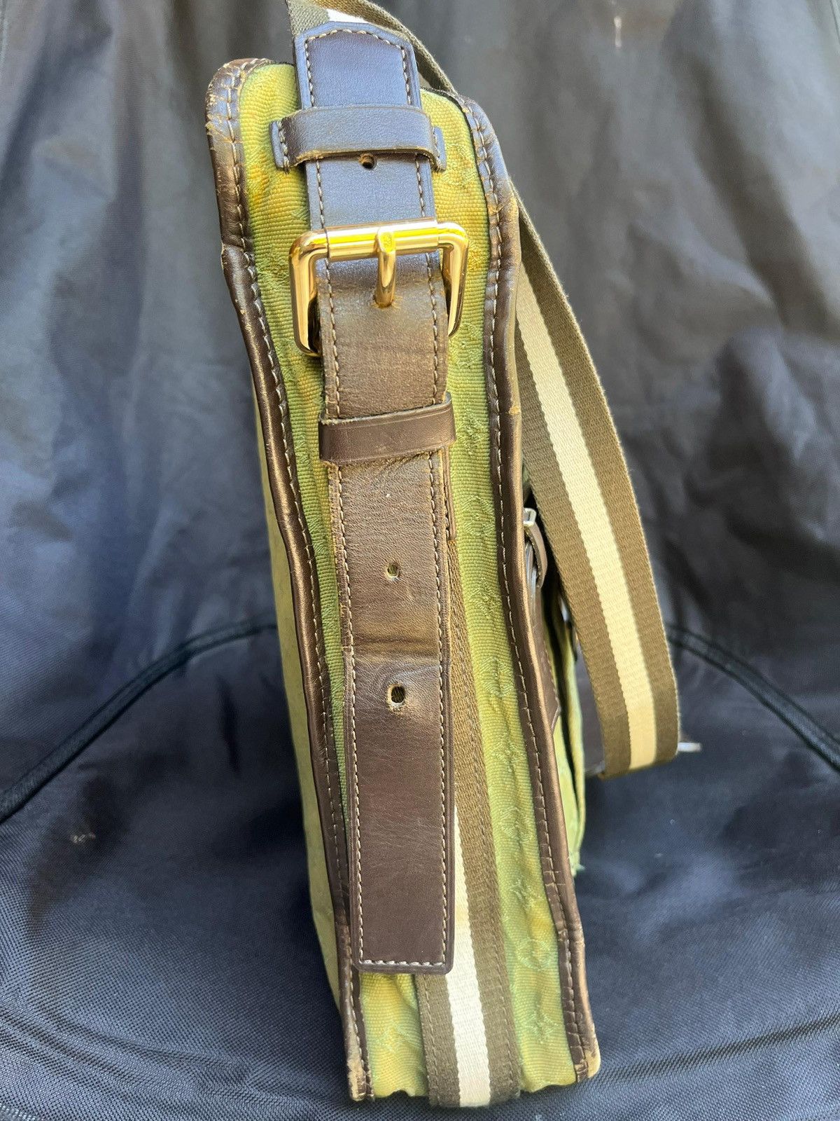 Louis Vuitton Auth LOUIS VUITTON Green Monogram Mini Lin Mary Kate Besace Size ONE SIZE - 8 Thumbnail