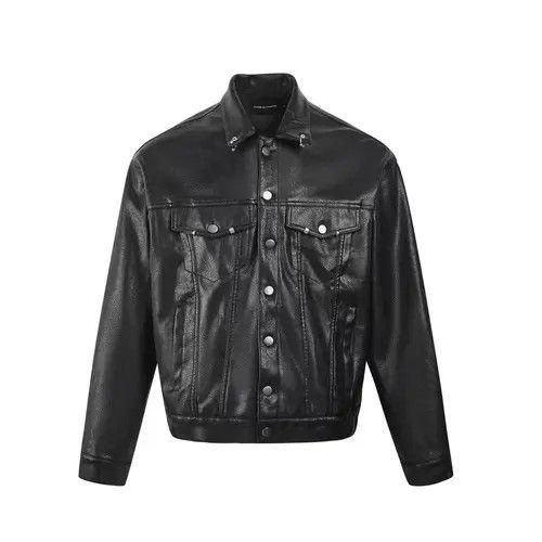 VIBE Vintage Street Punk Button Down PU Leather Jacket Coat Size US L / EU 52-54 / 3 - 4 Thumbnail