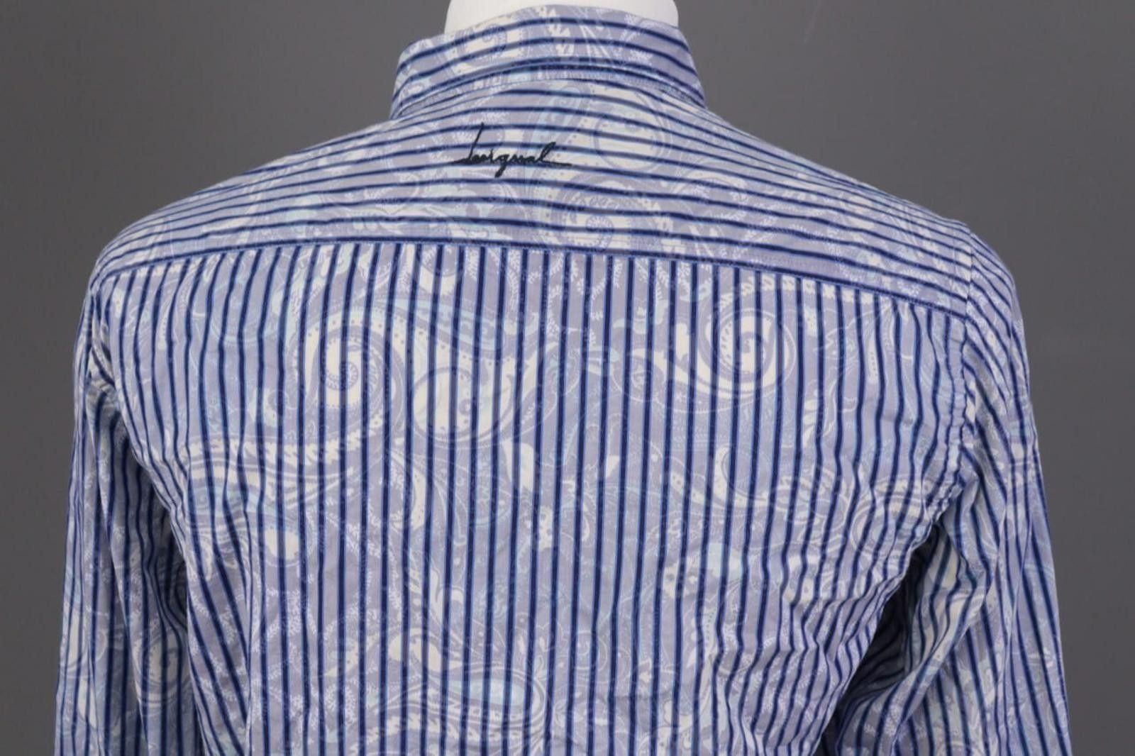 Desigual Desigual Regular Blue Striped Jasquard Down Shirt Size L Size US L / EU 52-54 / 3 - 11 Thumbnail