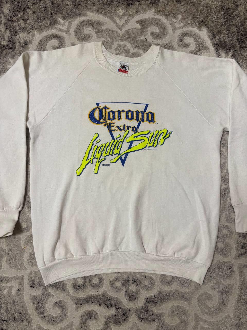 Fruit Of The Loom RARE 80s Corona Extra Liquid Sun Hoodie - Fruit of the Loom Size US XL / EU 56 / 4 - 9 Thumbnail