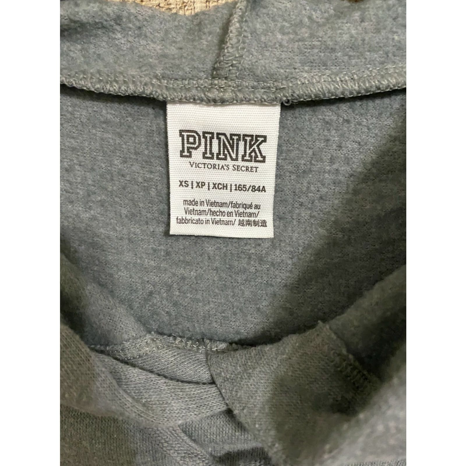 Victoria's Secret VICTORIA SECRET PINK Sweatshirt WOMEN XS Gray SPELLOUT HOODIE EUC Size XS / US 0-2 / IT 36-38 - 2 Thumbnail