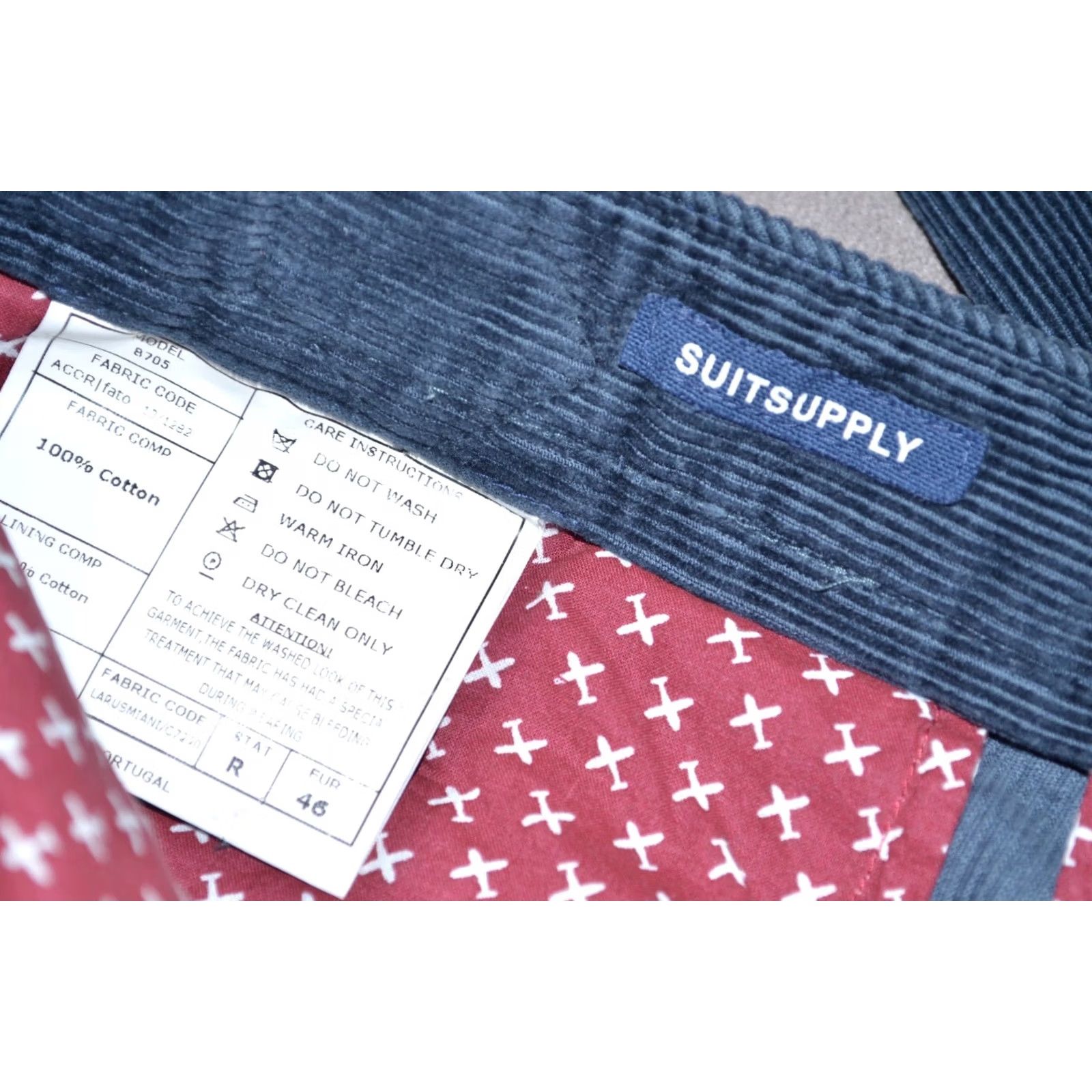 Suitsupply Suitsupply Mens Blue Corduroy Trousers Pants Regular 46in Waist 30in Inseam Chino Style Dress/Business Casual Trousers Mens Size 46R - 6 Thumbnail