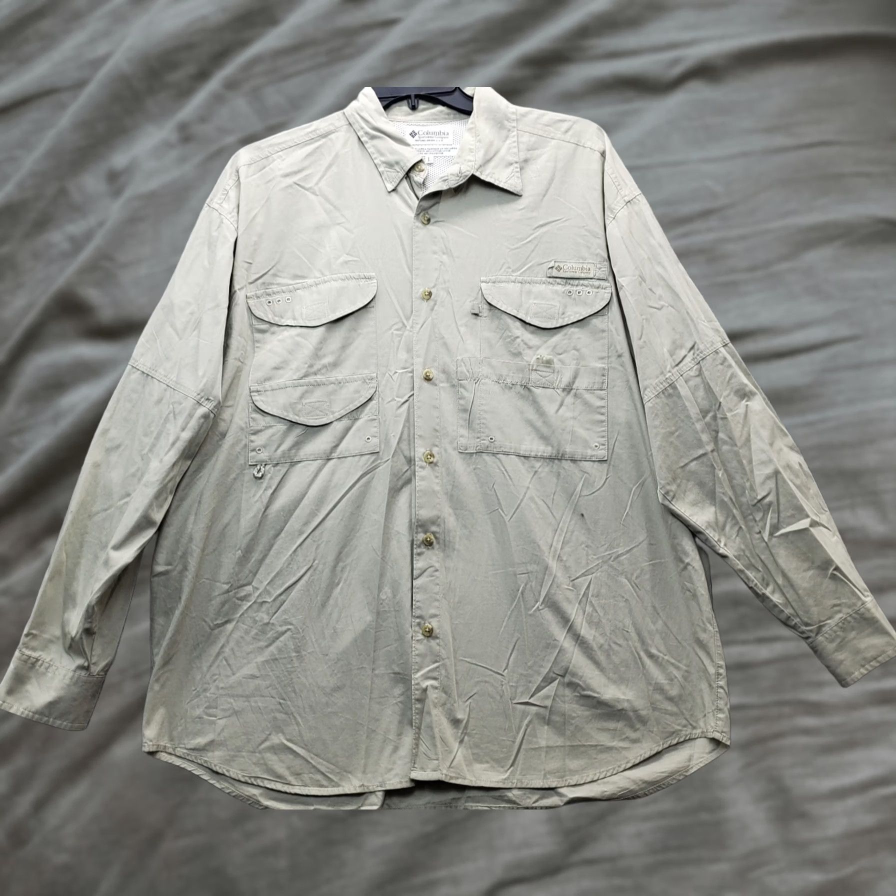 Vintage Columbia Fishing Shirt Mens L Tan Thermal Lined Detail Pocket Button Up Collared Shirt Size US L / EU 52-54 / 3 - 1 Thumbnail
