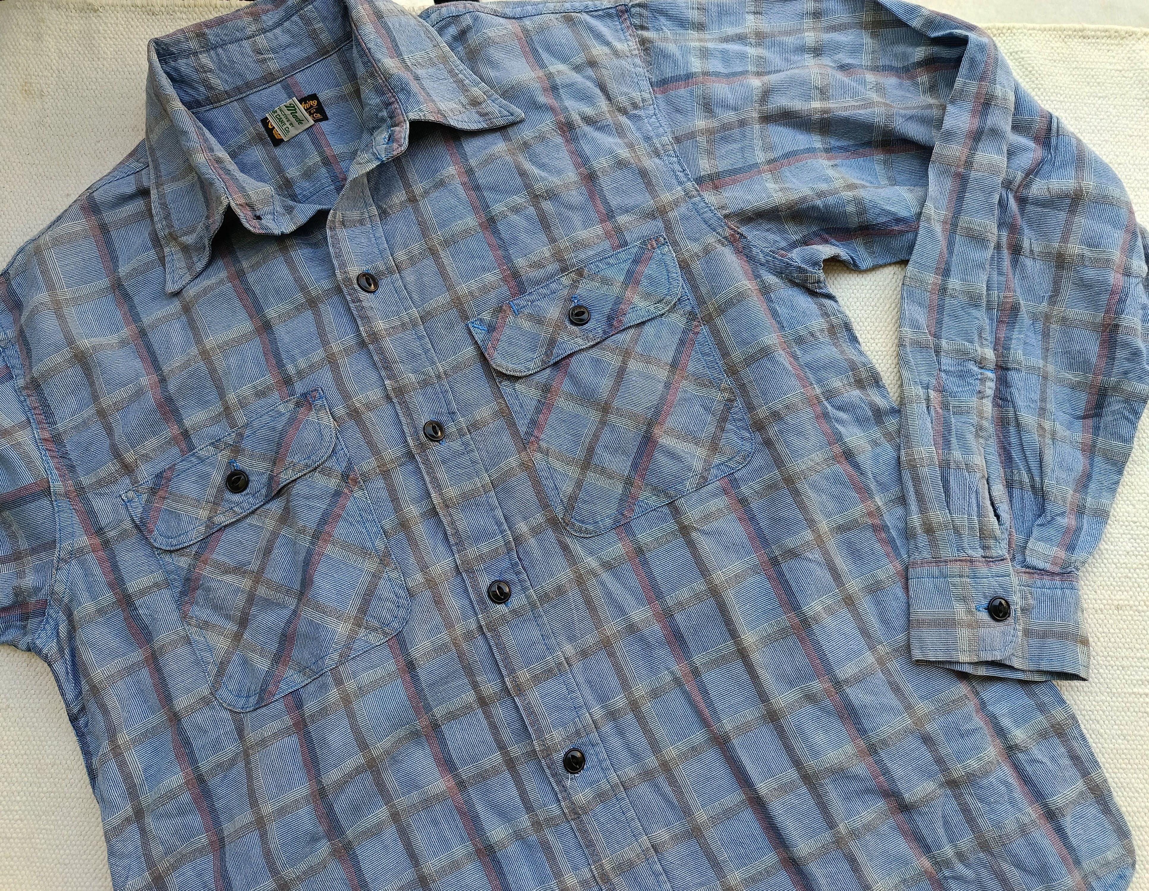 Sugar Cane SUGAR CANE Union Made blue check work clothing shirt medium Size US M / EU 48-50 / 2 - 10 Thumbnail