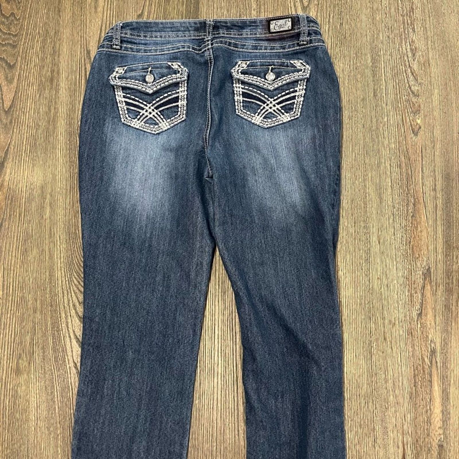 Earl Jeans Earl Jean Straight Jeans Mid-Rise Beaded Embellished Sz 12 Size 34" / US 12 / IT 48 - 10 Thumbnail