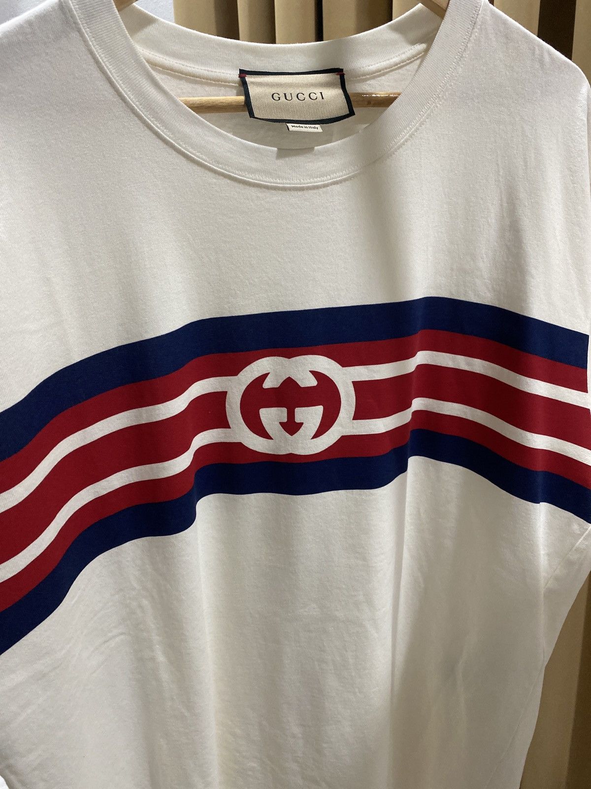 Gucci Gucci interlocking G stripe white T-shirt Size US L / EU 52-54 / 3 - 16 Thumbnail