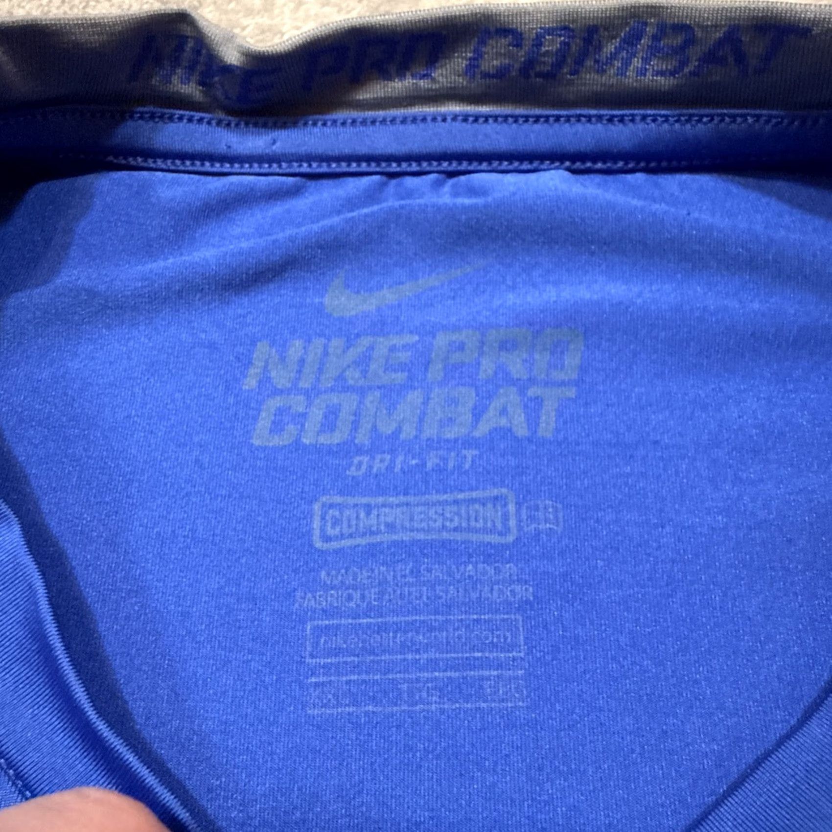 Nike Nike Shirt Mens XXL Blue Pro Combat Dri-Fit Compression Long Sleeve Training 2XL Size US XXL / EU 58 / 5 - 3 Thumbnail