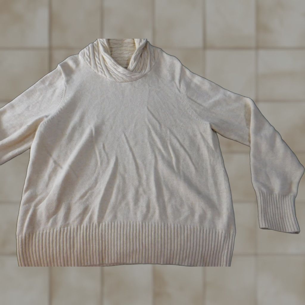 Croft & Barrow Croft & Barrow Womens Sweater Large Beige pullover classic Knit Crew Neck Long Sleeve Regular Stretch Cotton Size L / US 10 / IT 46 - 1 Thumbnail