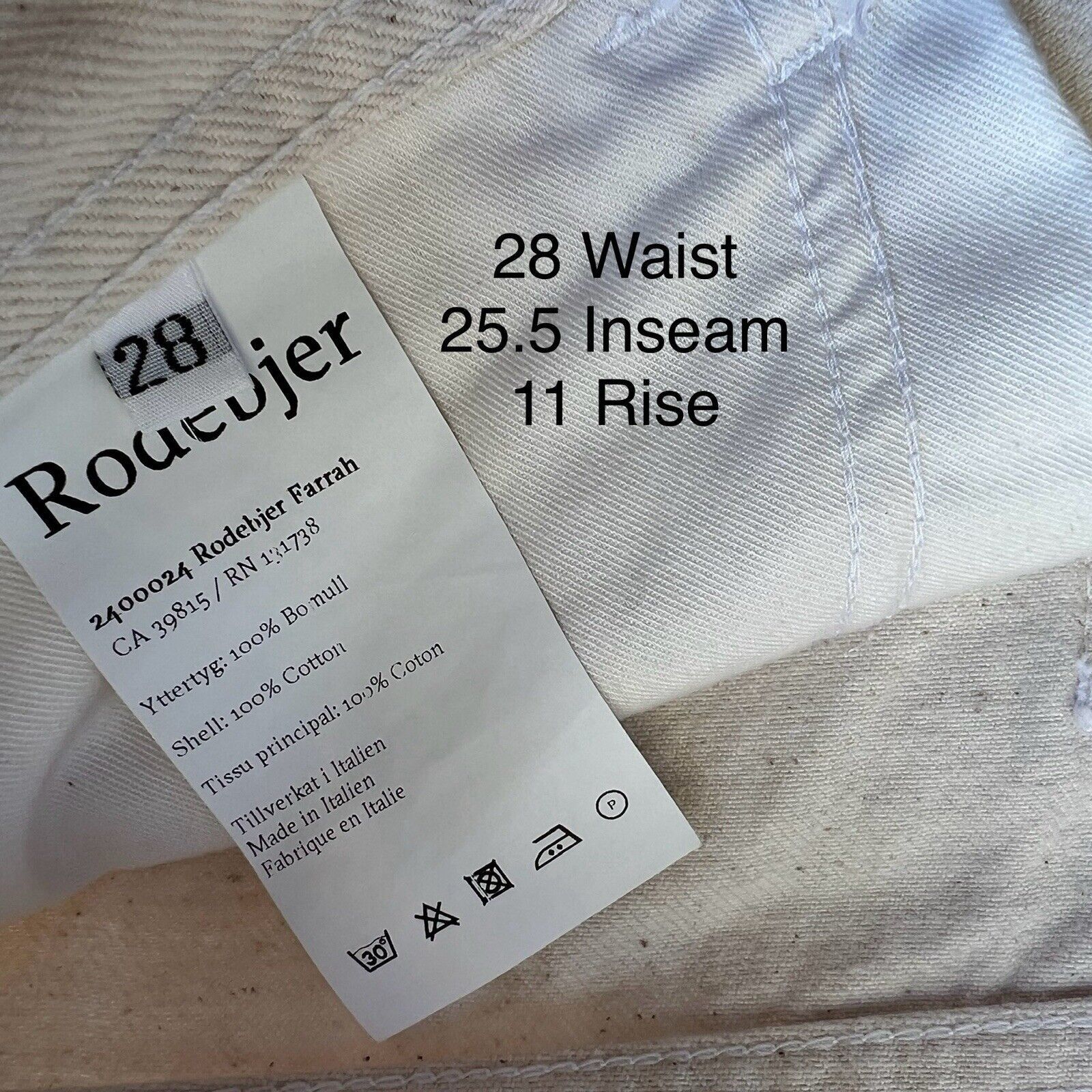 Rodebjer Rodebjer Farrah Jeans Women's 28 Cream Straight Fit Glam Size 28" / US 6 / IT 42 - 6 Thumbnail