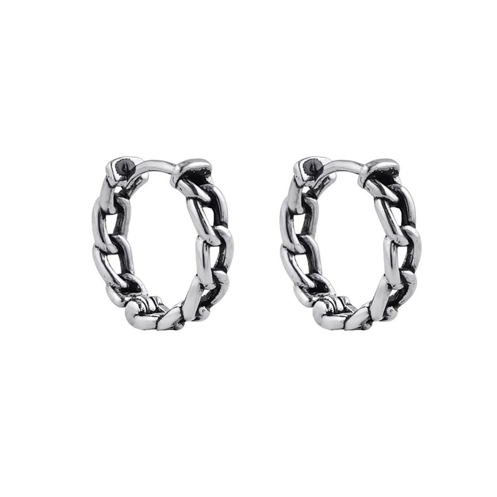 Jewelry Silver Chain Hoop Earrings Size ONE SIZE - 6 Thumbnail