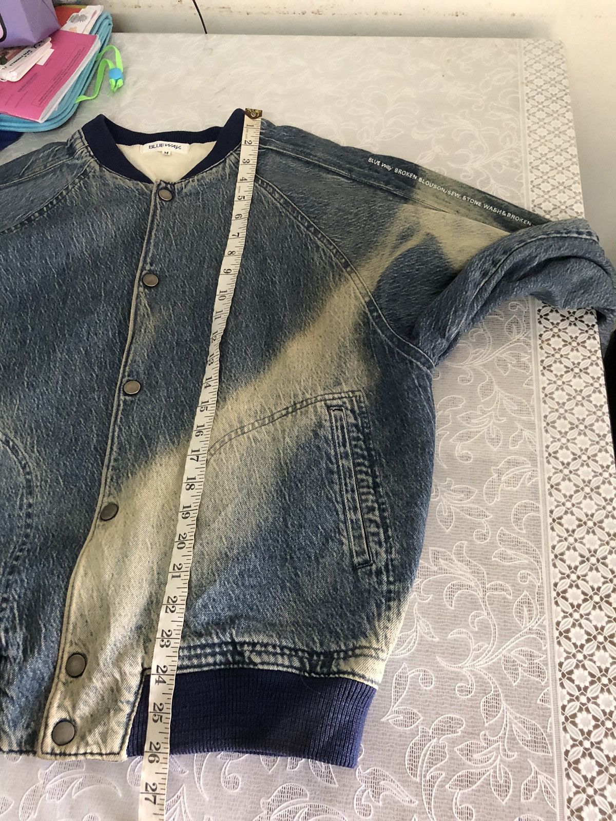 Blue Blue Japan Nice🔥 Vintage Blue Way Indigo Denim Faded Bomber Jacket Size US M / EU 48-50 / 2 - 21 Thumbnail