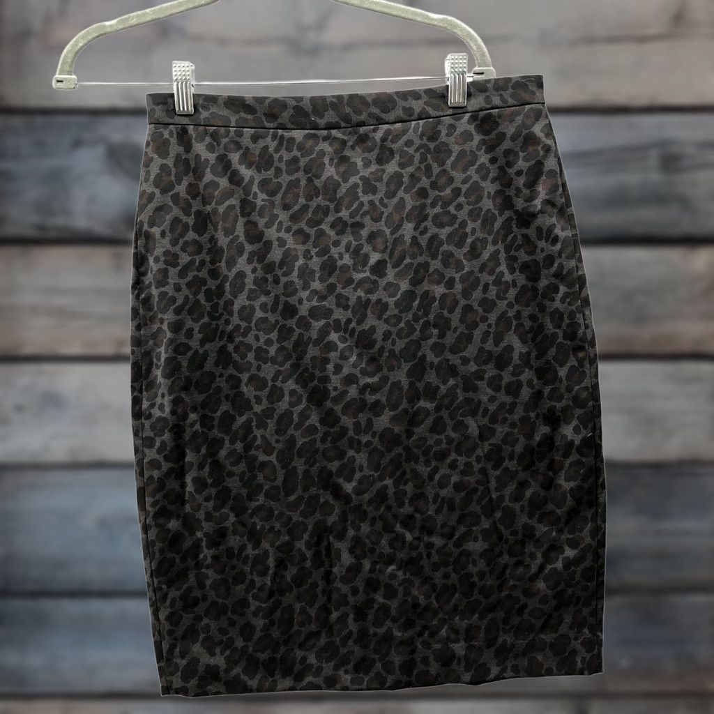 Ann Taylor Ann Taylor Leopard Print Pencil Skirt Womens 6 Black Brown Stretch Career Skirt All Seasons Women Zip KnIT VENT Slit Animal Pattern 6 Ladies Mens? Size 28" / US 6 / IT 42 - 1 Thumbnail