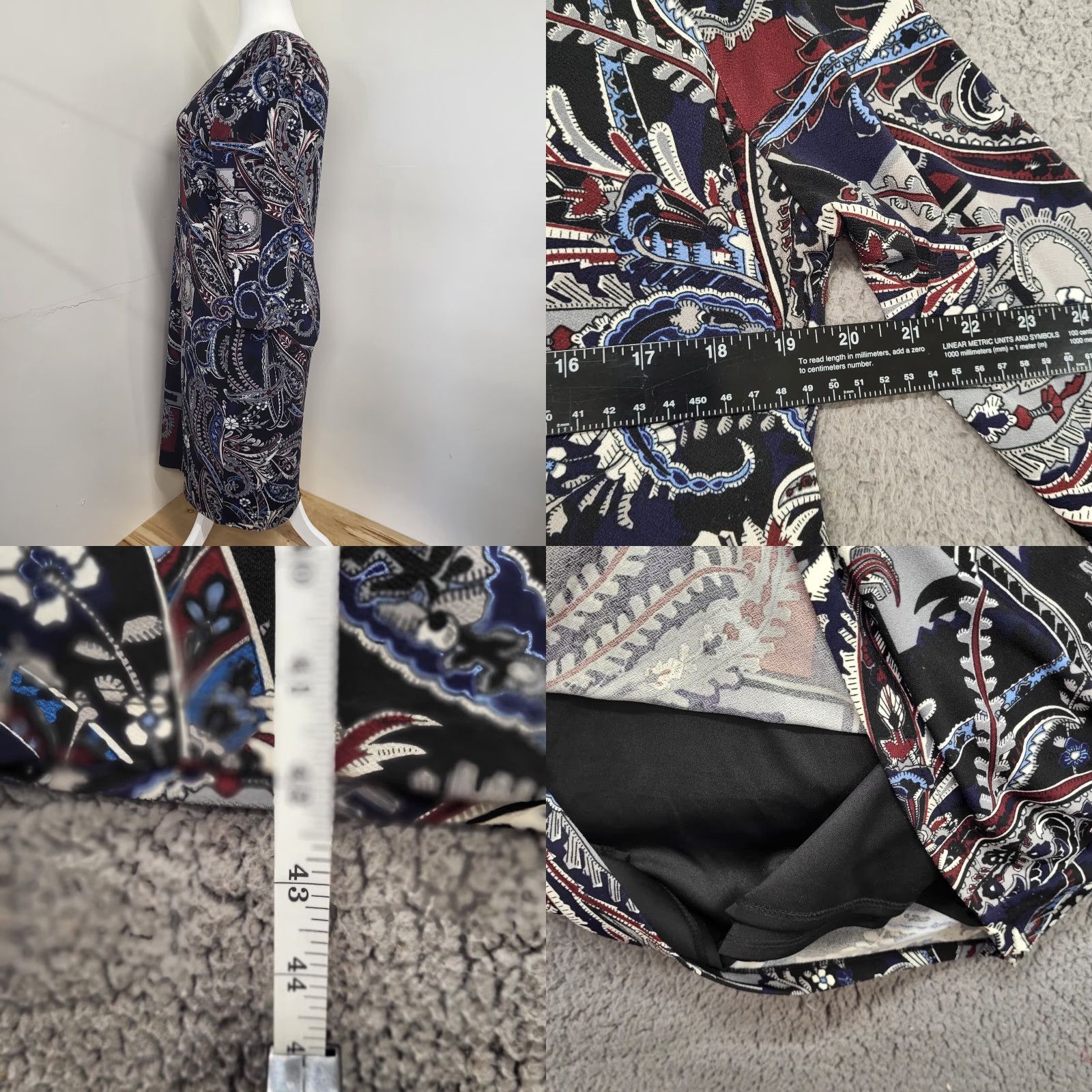 Vintage CATO Dress Womens XL 3/4 Sleeve Scoop Neck Lined Boho Floral Paisley Print Dress Size XL / US 12-14 / IT 48-50 - 8 Thumbnail