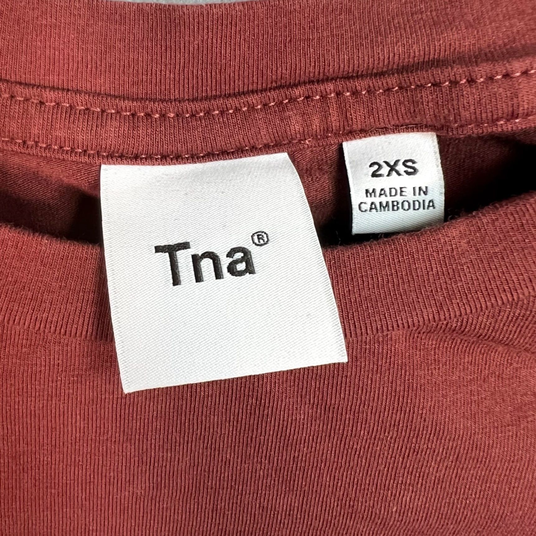 TNA Tna T-Shirt Womens Size 2XS Burgundy Red Cotton Blend Crop Top Size XXS / US 00 / IT 34 - 3 Thumbnail