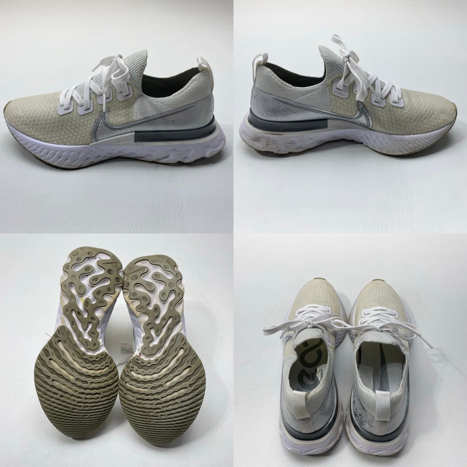 Nike Nike React Infinity Run Flyknit CD4372-101 Size 9.5 True White/Metallic Silver Size US 10 / IT 40 - 8 Thumbnail